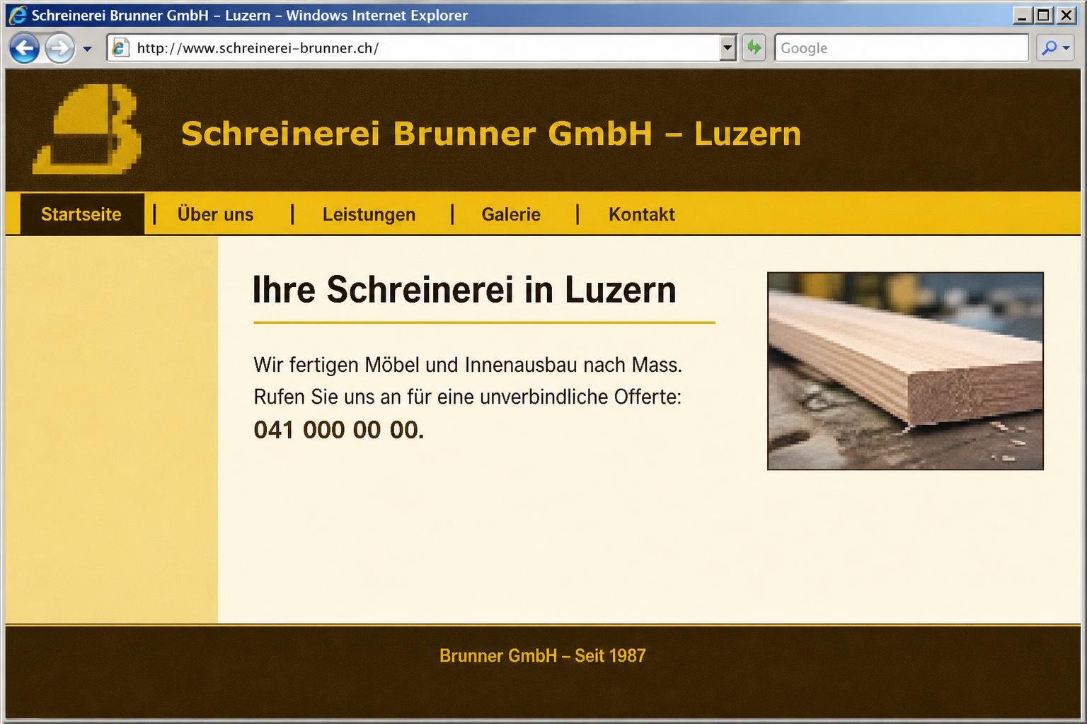 Alte Website vor dem Redesign – Handwerksbetrieb Luzern